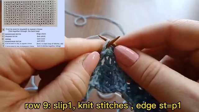 Ажурный узор "Ромбы из накидов". Узоры спицами. Вязание . The pattern "Rhombuses from yarn overs "
