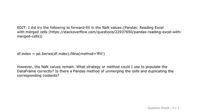 Pandas : How to read merged Excel cells with NaN into Pandas DataFrame смотреть онлайн