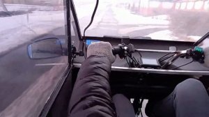 Веломобиль, зима, ветер