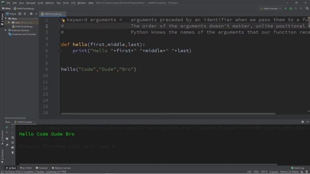 Python keyword arguments ?