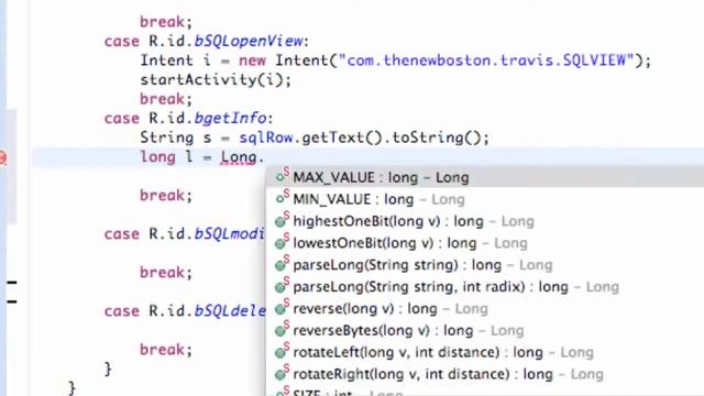 Android Developing Applications Tutorial   121   Setting up more SQLite methods