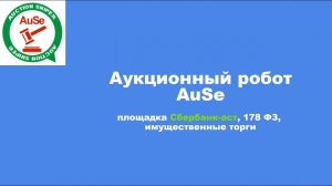 Аукционный робот AuSe, торгующий, площадка Сбербанк-аст, 178 фз, 127 фз. Настройка, торги.