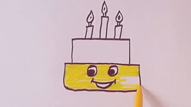 A Cute Cake Drawing Painting & Colouring for kids Toddlers | How to draw a Cake #Cakedrawingforkids