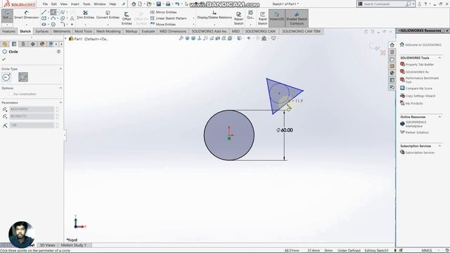 SOLIDWORKS tutorial | Circle and Arc | Sketch tools | 3 Min SOLIDWORKS