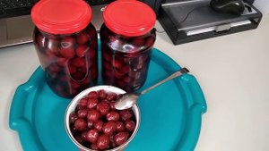 Красная алыча в сахарном сиропе с ванилью. Очень вкусно!