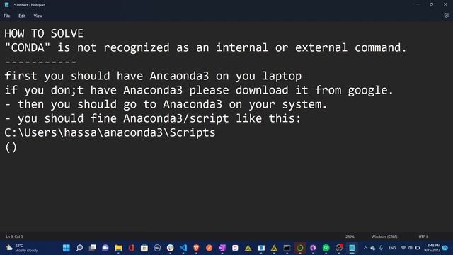 CONDA is not recognized as an internal or external command - SOLVED смотреть онлайн