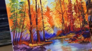 Autumn Acrylic Painting For Beginners. Осень акрилом для начинающих.