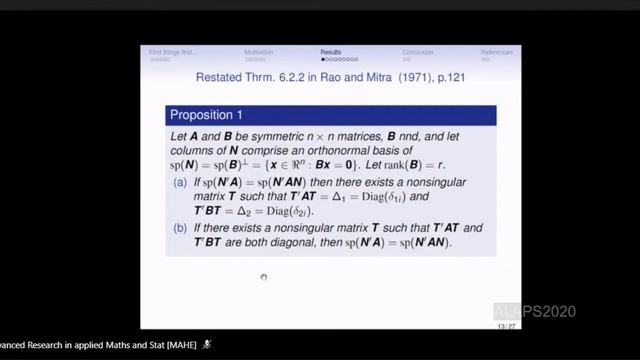 On the application of one of Rao-Mitra’s matrix diagonalization theorems - Julia Volaufova смотреть онлайн