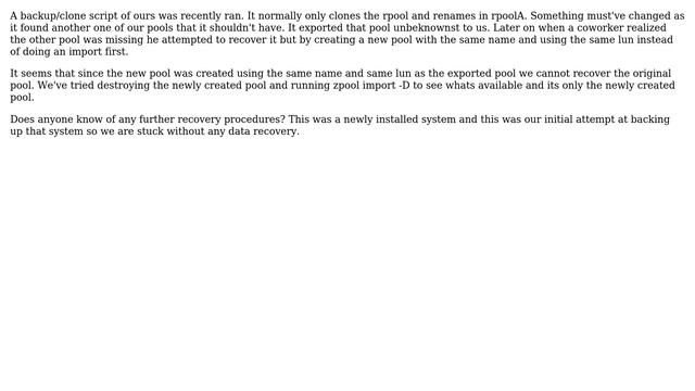 Unix & Linux: ZPool export/import error смотреть онлайн