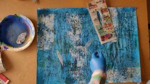 Create a abstract painting/ Monotype-Using rilief ink, acrylic paint, stencil, foam board, cardboar