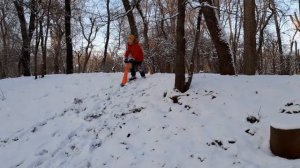 Снегокат Шустрик Олимпик Снежный самокат Сноуборд с ручкой из Детского Мира Обзор и тест