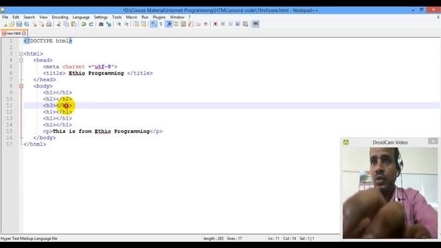 Lecutre 3: website html headings Programming Tutorial in Amharic | በአማርኛ смотреть онлайн