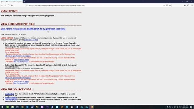 PDF Generator SDK for JavaScript - JavaScript - Set Document Properties