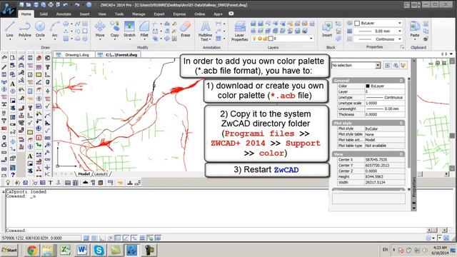 ZwCAD : import and use color palette