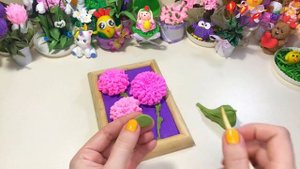 Хризантемы . Картина из воздушного пластилина к 8 марта#diy #plastic #поделки #картины #хризантемы