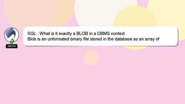 SQL : What is it exactly a BLOB in a DBMS context