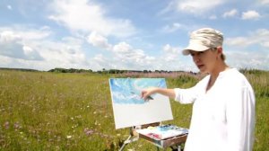 Рисуем маслом на природе.Пленэр. Цветущее поле. Уроки живописи маслом