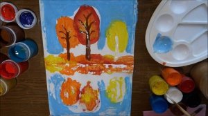 Рисуем пейзаж в технике монотипия