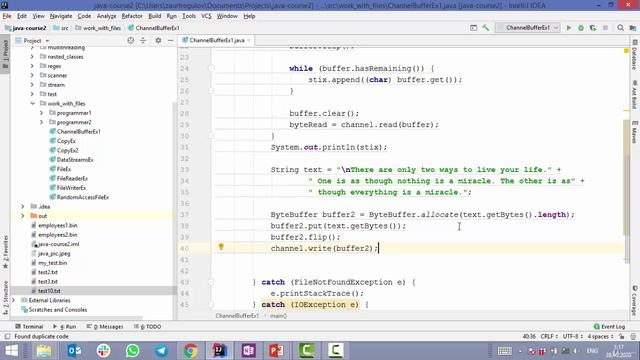 Java - получи чёрный пояс! 12. Channel и Buffer. Запись в файл смотреть онлайн