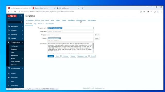Подключение SMART к Zabbix через zabbix agent 2 смотреть онлайн