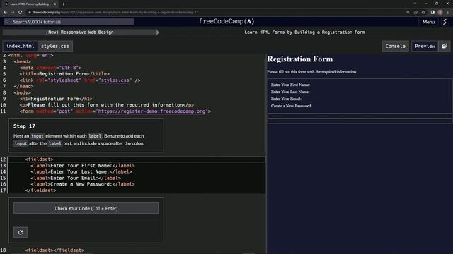 (ARCHIVED) Learn HTML Forms by Building a Registration Form - Step 17