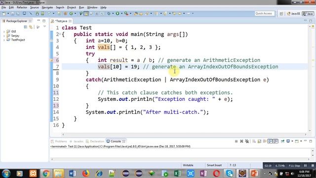 43 Java | How to implement multi catch to handle multiple exceptions in java | by Sanjay Gupta смотреть онлайн