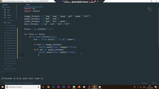 Python Automation project - Create Files organizer application in python.