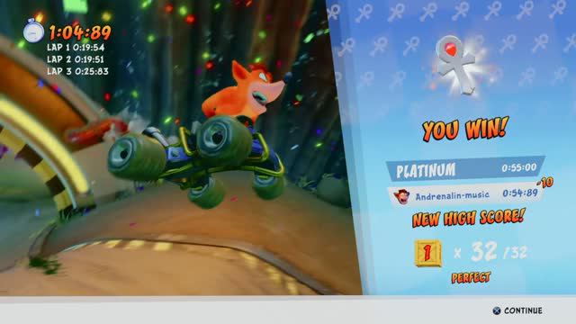 Crash™ Team Racing Nitro-Fueled: Adventure, Classic, Crash, Platinum 0:54:89