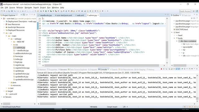 Part3 Library Management Integration of JSTL with Servlet jsp смотреть онлайн