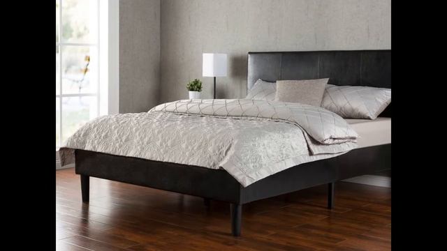 Zinus Deluxe Faux Leather Upholstered Platform Bed with Wooden Slats