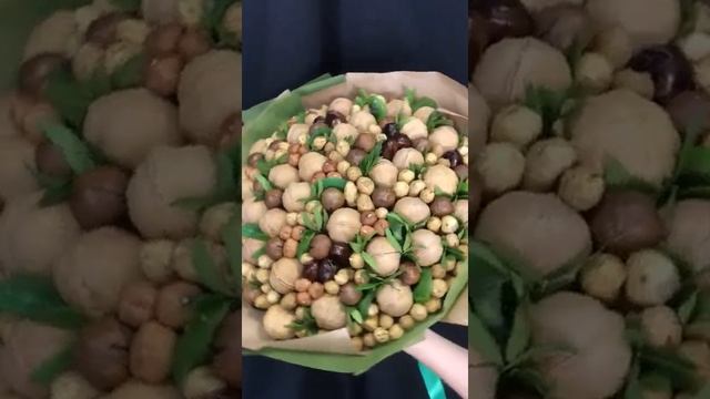 Мастерская съедобных букетов "Орешек" букет из орехов и сухофруктов "Зеленый орешек"
