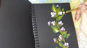 Как рисовать розы. Двойной мазок. ONE STROCKE.