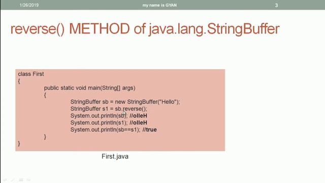 String API in Java | #48 | reverse() Method of the StringBuffer Class in java