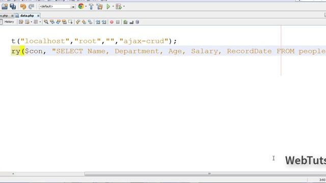 DataTable in php, Mysql and Ajax example by WebTuts