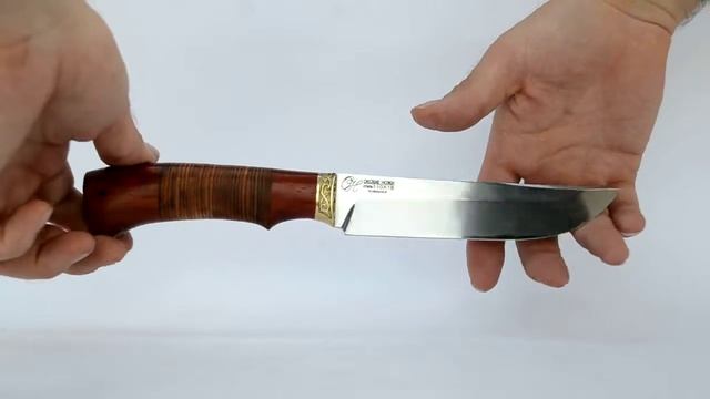 Нож "Ласка" из нержавеющей стали 110Х18. Рукоять дерево падук кожа латунь смотреть онлайн