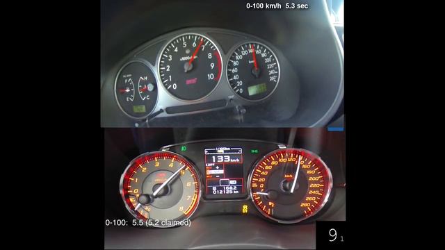 acceleration comparison STi 2015 vs STi 2001 смотреть онлайн