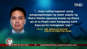 TV Patrol: 'Imbak sa La Mesa Dam kritikal na, bababa pa'