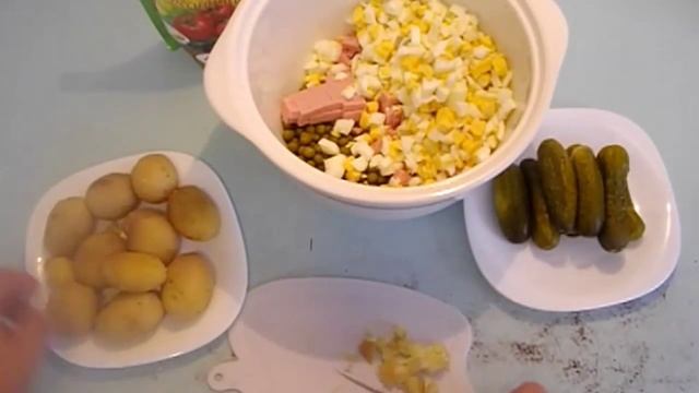 Салат «Оливье» с Зелёным Луком видео рецепт