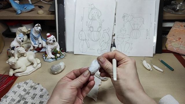 ??Ватная игрушка.СЛОНИКИ.из серии(слонов много не бывает). Урок 3. Заканчиваем заготовки. Детали. смотреть онлайн