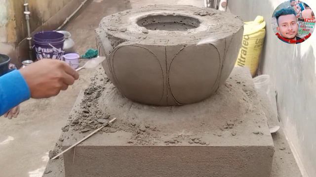 Cement sand using broken plastic containers in an easy way lotus flower making video