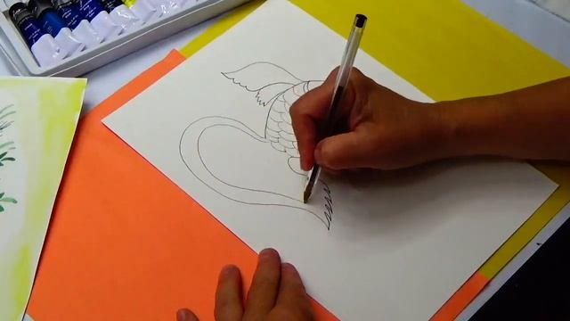 Как нарисовать золотую рыбку быстро и легко