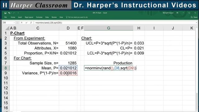 Excel Tutorial: Statistical Process Control P-Chart| Dr. Harper’s Classroom