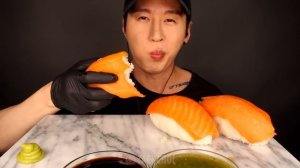 ASMR GIANT SALMON SASHIMI NIGIRI MUKBANG (No Talking) COOKING & EATING SOUNDS | Zach Choi ASMR