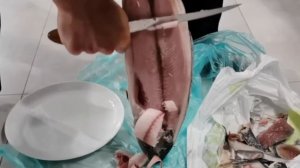 Строганина из Пеламиды. Реакция на строганину, пробуем в первый раз. Видео рецепт. Мастер-класс.