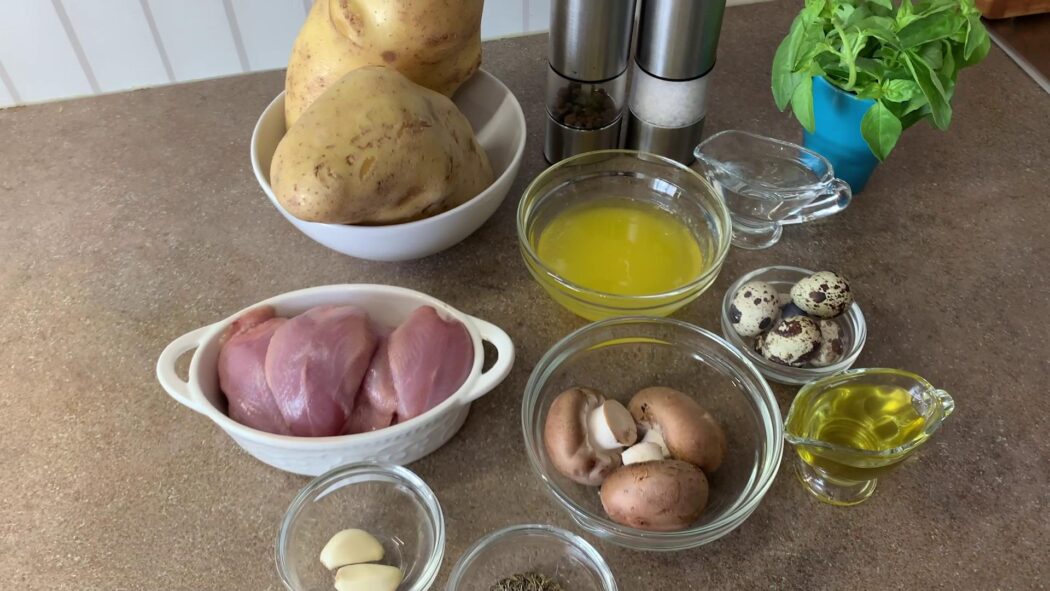 ???Перепелиные грудки с картофельными боченками фаршированные грибным фаршем???