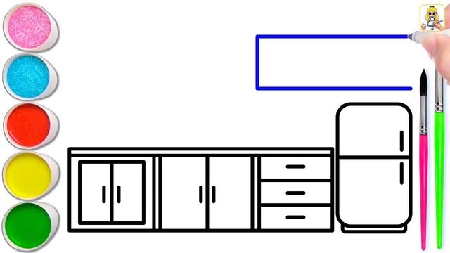 Drawing Kitchen in Easy Steps | Let's Learn to Draw Kitchen | Art Video for Beginners | смотреть онлайн