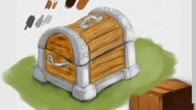 Isometric chest for game / Digital drawing / Sai / Сундук в изометрии смотреть онлайн