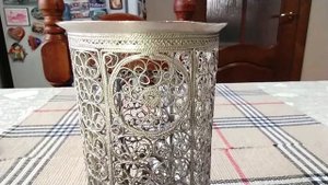 Мельхиор, ваза советская, Мстёра, скань филигрань