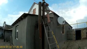 Установка дымохода для твердотопливного котла ( с помощью лебедки)