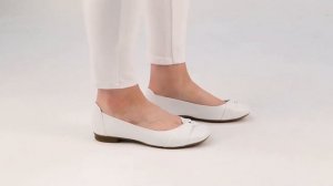 Gabor Frost White Leather Ballerina Pumps